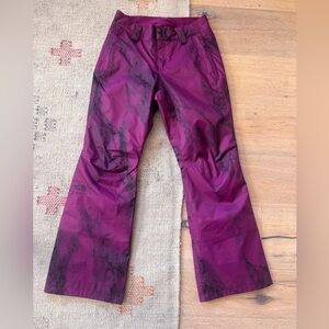North Face Purple and Black Patterned Ski Pants